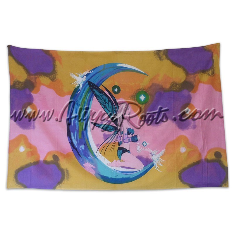 Pano Indiano Fada Sobre Lua