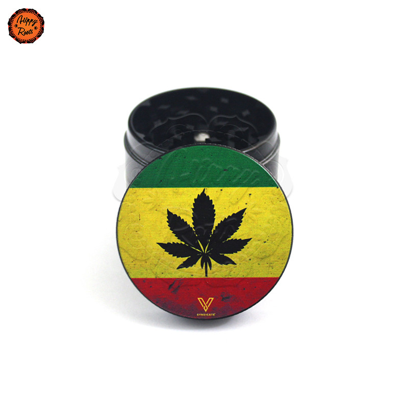 Grinder Non-Stick V-Syndicate Cleancut Rasta Leaf 4Pt 50mm