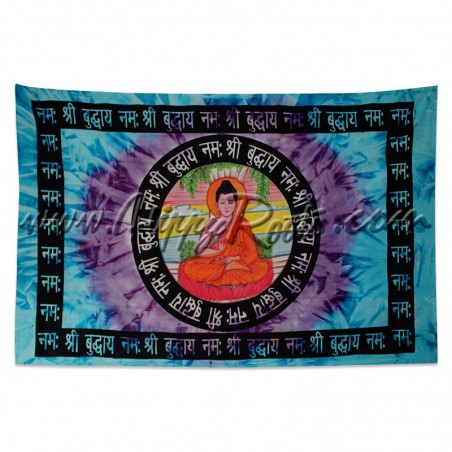 Pano Indiano Buda Com Mantra