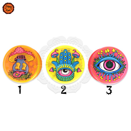 Grinder Plástico Magic Leaf Mushrooms Neon 3Pt 60mm