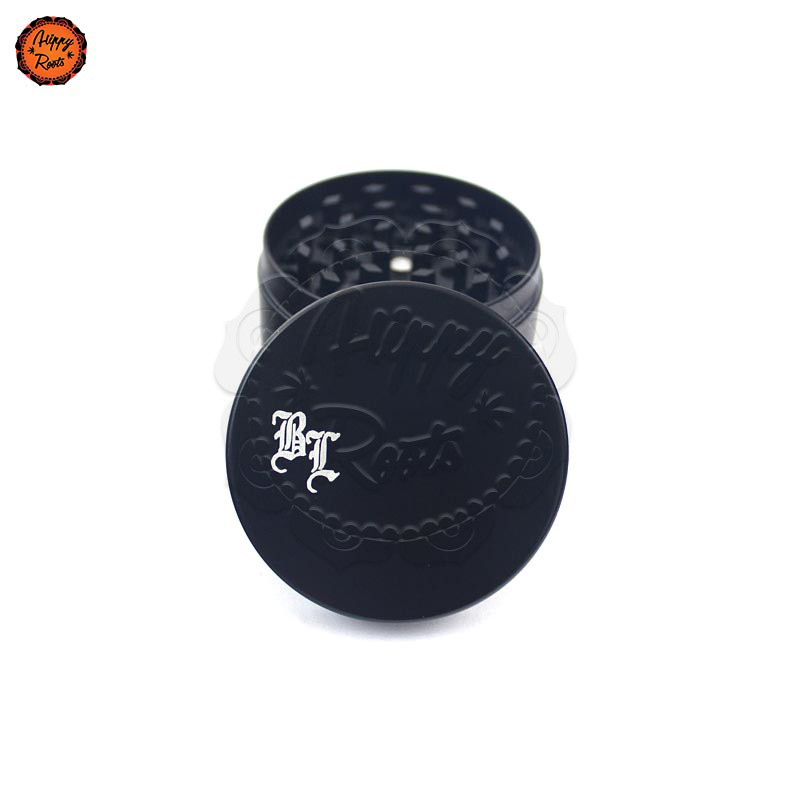 Grinder Alumínio Black Leaf Logo Preto 4Pt. 49mm