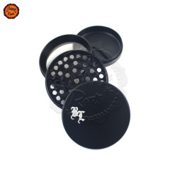 Grinder Alumínio Black Leaf Logo Preto 4Pt. 49mm