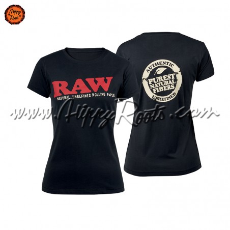 T-shirt RAW Mulher Gola Redonda Logo Duplo