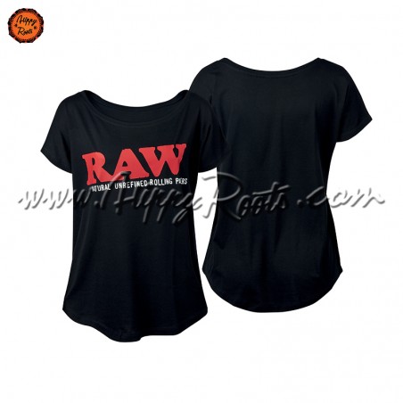T-shirt RAW Preta Mulher Loose Fit Logo