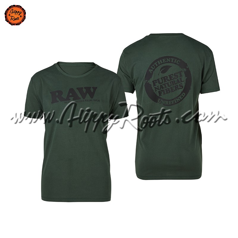 T-shirt RAW Verde Homem Gola Redonda Logo Duplo